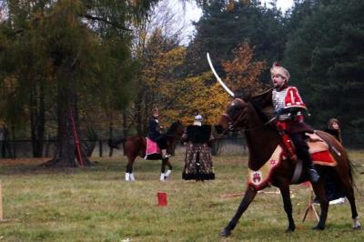 Pokazy rycerskie na dziedzińcu Huty